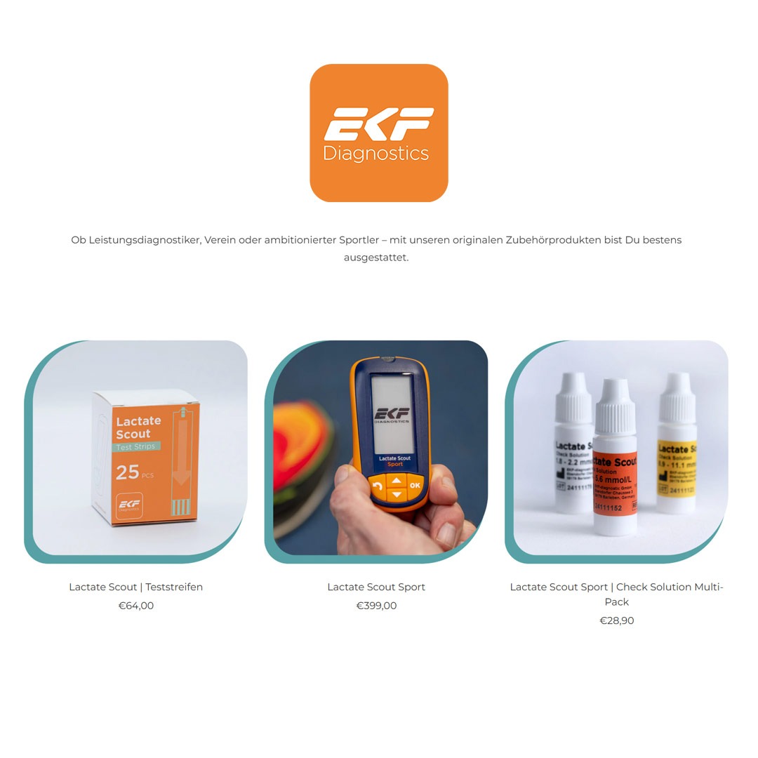 Onlineshop by Shopify als Lactate Scout Sport für Firma EKF Diagnostics Produktdarstellung