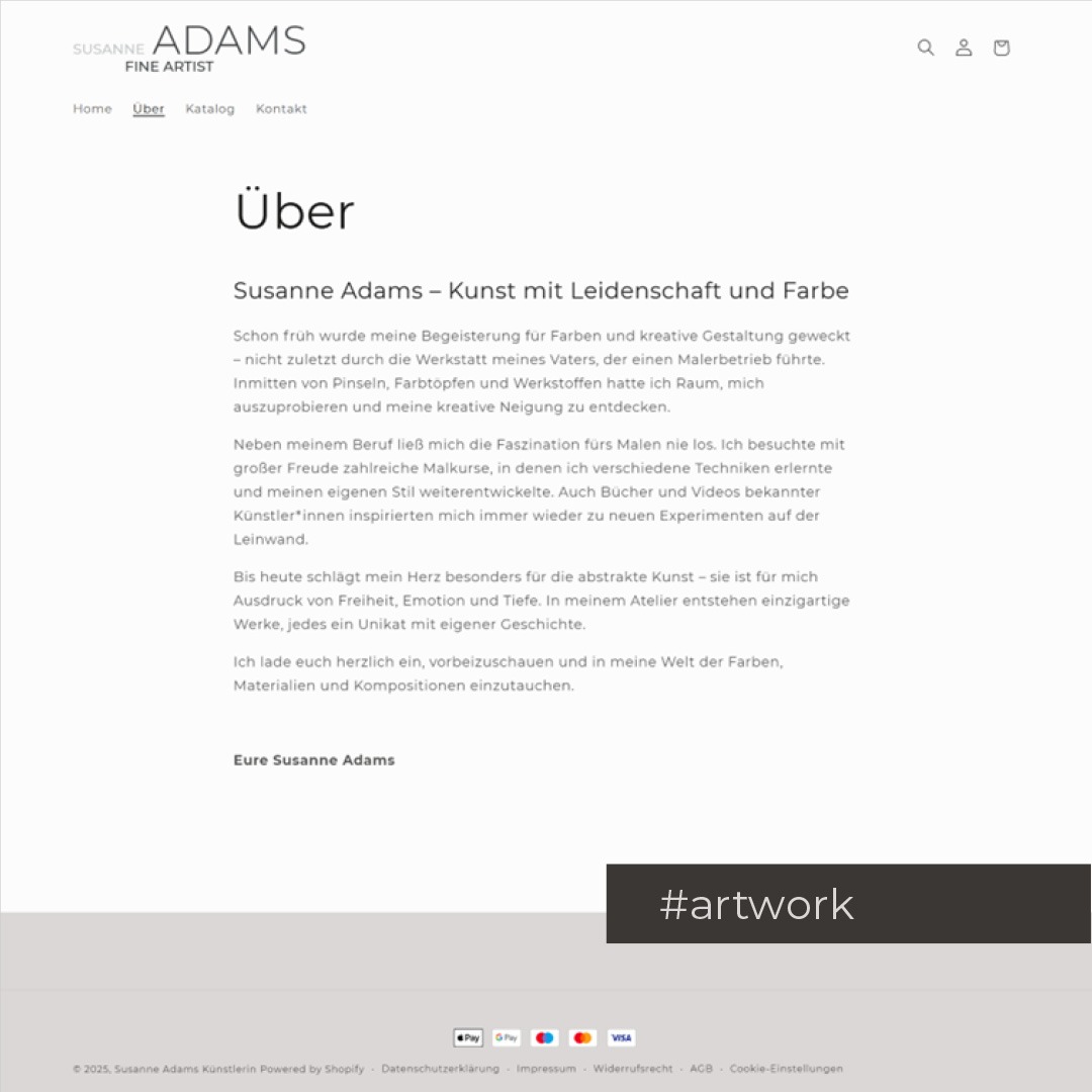 Susanne Adams Onlineshop - Über Künstlerin Susanne Adams