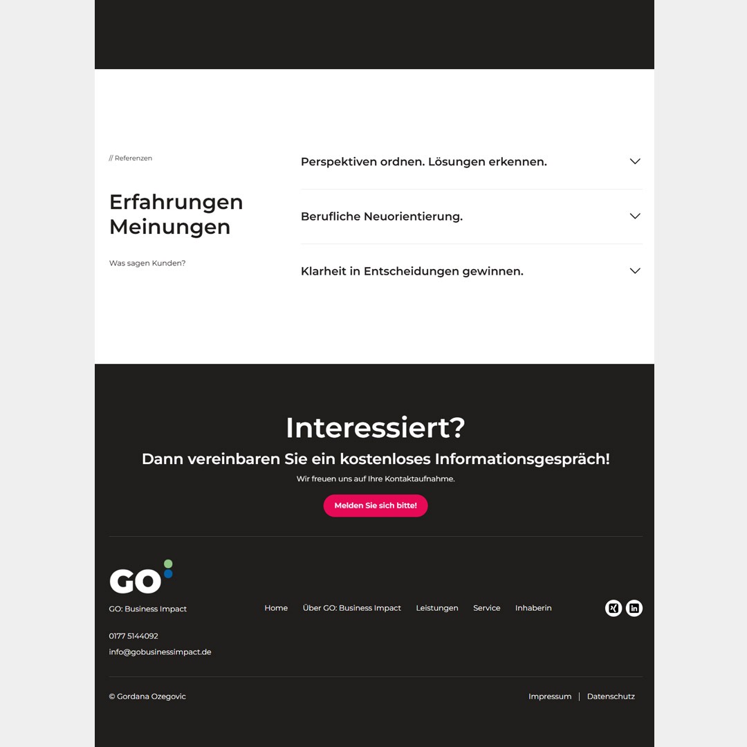 Interessiert?<br />
Dann vereinbaren Sie ein kostenloses Infogespräch mit Gordana Ozegovic